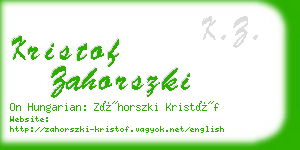 kristof zahorszki business card